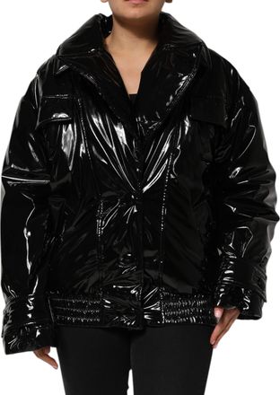 Dolce & Gabbana Womens Black Polyester Quilted Puffer Coat Jacket Polyurethane Clothing