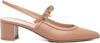 Gianvito Rossi Pumps met puntige neus en slingback band - Dames - Schoenen - Bruin - Maat: 37 1/2 EU Leer