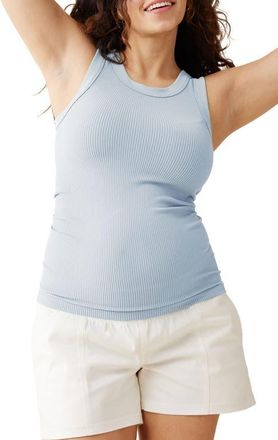 Ingrid & Isabel Seamless Rib Maternity Tank in Sky at Nordstrom, Size X-Small