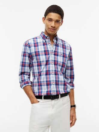 Tommy Hilfiger Mens Regular Fit Plaid Shirt - White Blue - XXL