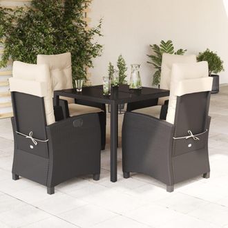 vidaXL Set De Muebles Jard&iacute;n 5 Pzas Con Cojines Rat&aacute;n Sint&eacute;tico Negro Vidaxl