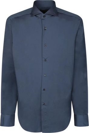 Dell'Oglio Blauw T-shirt Polo Klassieke Stijl - Heren - Casual Overhemden - Blauw - 3XL - Overhemden