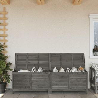 Berkfield Home Garden Storage Box Anthracite 198.5x50x56.5 cm Solid Wood Fir in Black