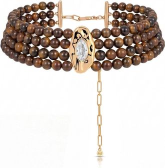 Ettika Womens Tigers Eye Choker In Brown