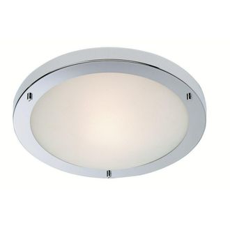 Netlighting Rondo LED 24 Light Flush Ceiling Light Chrome Opal Glass IP44 in Grey