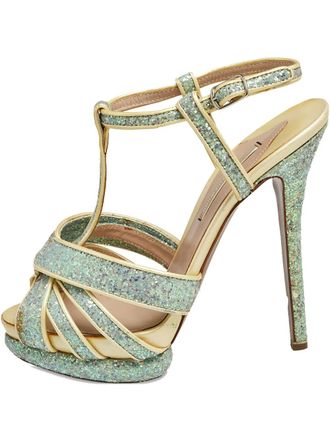 Nicholas Kirkwood Pre-owned 135 mm sandalen met plateauzool en glitters - Blauw