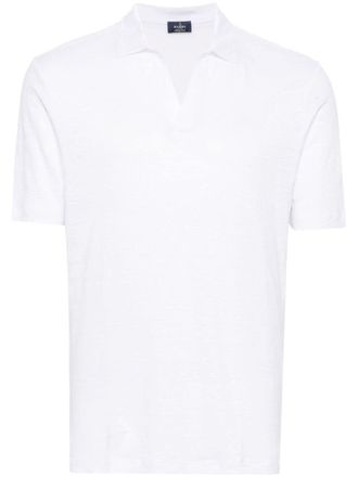 Barba V-neck linen polo shirt - men - Linen/Flax - 54 - White