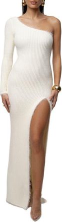 JLUXLABEL Alpine One-Shoulder Rib Sweater Dress in Ivory at Nordstrom, Size X-Large