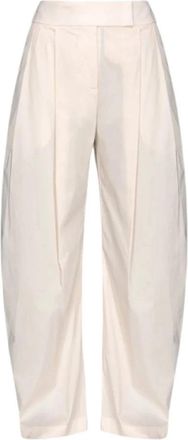 Pinko Wijde Broeken - Dames - Wijde Broeken - Beige - L - Katoen - Broeken