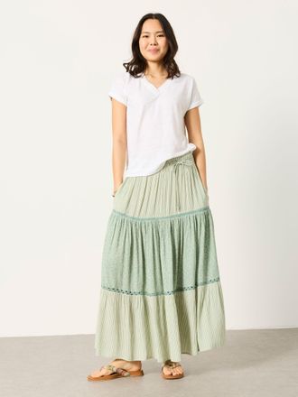 Fat Face FatFace Jayla Green Coral Texture Maxi Skirt