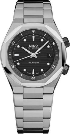 Mido Multifort 8 Two Crowns Automatic Bracelet Watch, 40mm in Black at Nordstrom