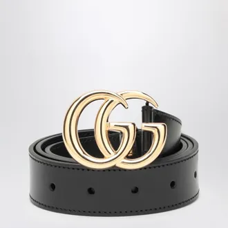 Gucci Black belt with double GG buckle