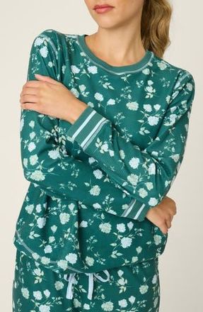 PJ Salvage Winter Land Floral Thermal Velour Pajama Top in Dark Forest at Nordstrom Rack, Size X-Large