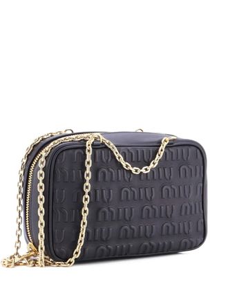 Miu Miu Softy Chain Camera Bag Logo Embossed Leather Medium shoulder bag - Nero