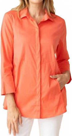 Habitat Perfect Travel Hidden Placket Shirt In Papaya