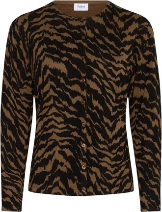 Saint Tropez Zhila SZ R-neck Cardigan - Knitwear - Mujer - Marr&oacute;n - S
