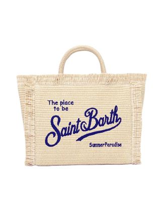 MC2 Saint Barth Rectangular Woven Tote Bag with Fringed Edges