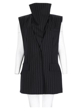 Sportmax Black Pinstripe Tailored Sleeveless Tank Top