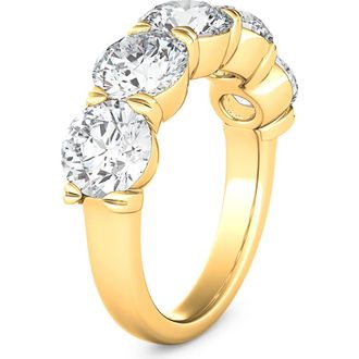 HauteCarat 5-Stone Lab Created Diamond Anniversary Ring in Yellow Gold at Nordstrom, Size 4.5