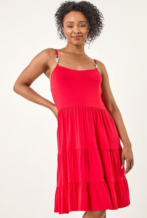 Roman Beaded Strappy Tiered Dress