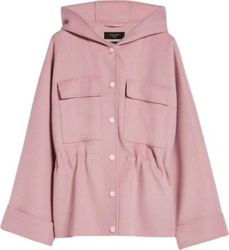 Max Mara Korte Wollen Parka met Capuchon - Dames - Parka Jassen - Roze - 3XS - Wol - Jassen