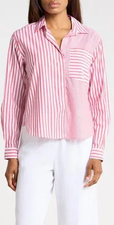Beach Lunch Lounge Lilah Long Sleeve Button Front Shirt in Milano Mix at Nordstrom Rack, Size X-Large