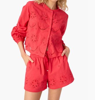 Cami NYC Jomi Mid Rise Cotton Shorts In Candy Apple