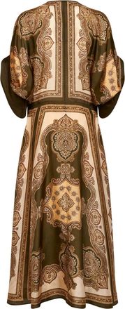 Zimmermann Womens Midi Tunic Dress Mahon Olive Silk Multicolour