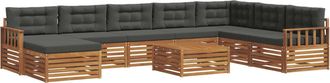 vidaXL Conjunto De Sof&aacute;s De Exterior 9 Uds. Natural Y Antracita Vidaxl