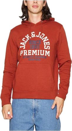 Jack & Jones Rode Logo Hoodie Booster - Heren - Hoodies - Rood - M - Katoen - Hoodies & sweatvesten