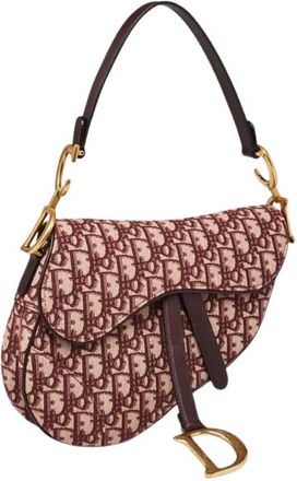 Dior Burgundy Canvas Saddle Bag