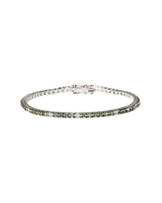 House of Brilliance Haus Of Brilliance 18K 1.43 Ct. Tw. Diamond & Sapphire, Tsavorite Tennis Bracelet