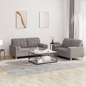 vidaXL Vidaxl - Juego De Sof&aacute;s Con Cojines 2 Piezas Tela Gris Taupe