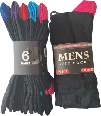 Generic Mens Cotton Rich Socks, Black Heel and Toe Design, Size 6-11, Summer Fresh, 6 Pairs