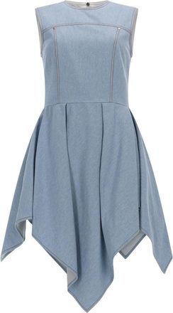 Msgm Neutrals Sleeveless Asymmetrical Denim Dress