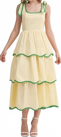 Merci Through The Fields Midi Dress In Lemon Cream