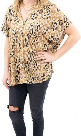 Adrienne V-Neck Shimmer Top In Cheetah