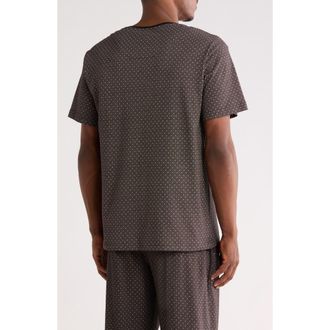 Majestic International Short Sleeve Cotton Henley in Black Dot at Nordstrom Rack, Size Xx-Large
