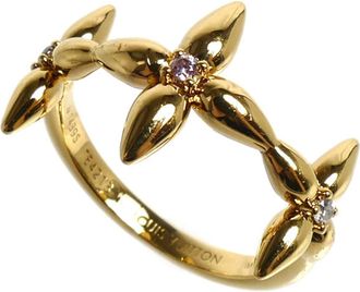 Louis Vuitton Gold Gold Plating Rhinestone Band Ring (Pre-Owned)