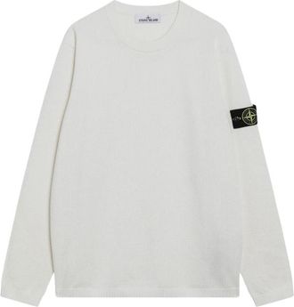 Stone Island Trui met ronde hals en textuur - Heren - Ronde hals truien - Wit - L - Katoen - Truien & Vesten