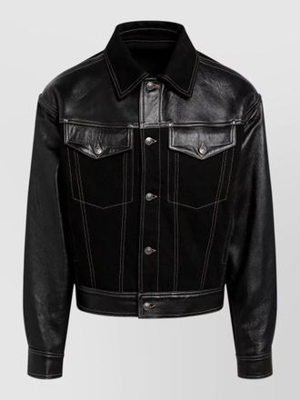Versace jacket chest pockets contrast stitching collar