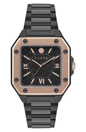Philipp Plein Edge Two-Tone Bracelet Watch, 42mm in Ip Black at Nordstrom
