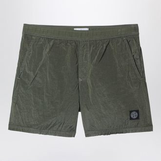 Stone Island Military green nylon swim shorts