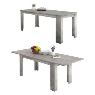 Dmora Mesa Extensible Dkouam&eacute;, Consola Extensible Hasta 12 Plazas Consola Extensible 100% Made In Italy Cm 160/210x90h75, Cemento - Dmora