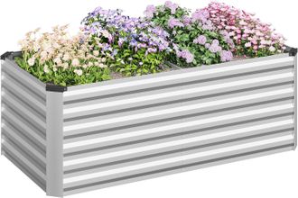 Woltu Woltu Maceta Rectangular De Exterior Para Plantas Y Flores, 160 X 80 X 56 Cm, Color Plateado