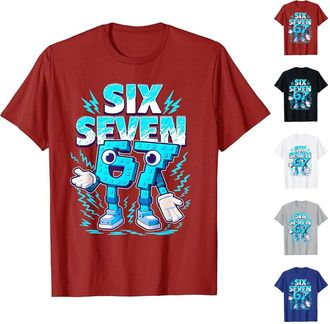 Generic Funny Six Seven 67 Meme T-Shirt for Gen Alpha Kids & Teens | Viral 6 7 Hands Slang & Italian Brainrot Humor | Trendy Christmas Xmas Gift for Boys Girl