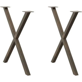 vidaXL Patas Para Mesa De Comedor En Forma De X (2 Unidades, Acero Natural, 70 X 72-73 Cm) Vidaxl