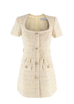 Self Portrait Yellow Boucle Mini Dress Size XS