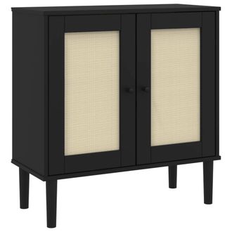 vidaXL Aparador Senja Aspecto De Rat&aacute;n Madera Pino Negro 80x35x80 Cm Vidaxl