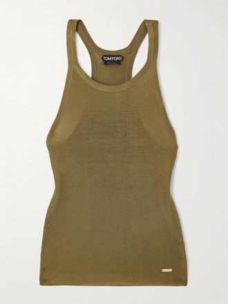 Tom Ford Canotta In Maglia Di Seta - Verde